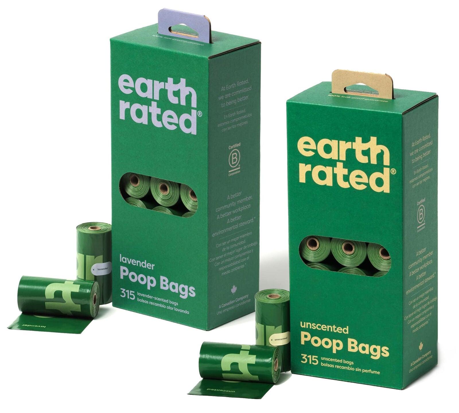 Dog Poo Bag Earth Rated- Poo Bag with Lavender Scented & Unscented Refill Rolls 315Pk Pet Products - Tophatter Daily Deals